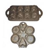 Two Cast Iron Novelty Baking Molds