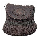 Vintage Woven Fishing Creel Basket With Lid