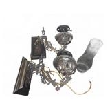 Pair Ornate Cast Iron Wall Oil Lamps