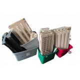 Assorted plastic shelving units
