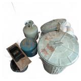 Metal Trash Cans, Propane Tank, Utility TUB