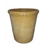 Yellow Glazed Stoneware Crock with Rim Chip