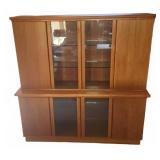 Wood and Glass Display Cabinet With Shelves