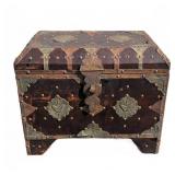 Ornate Metal-Trimmed Wooden Storage Chest
