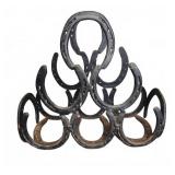 Welded Horseshoe Metal Wine Rack Stand