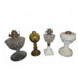 Four Assorted Glass Oil Lamps