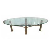 Oval Glass Coffee Table With Brass Base