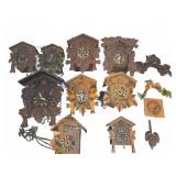 9 German Carved Wood Cuckoo Clocks Cases