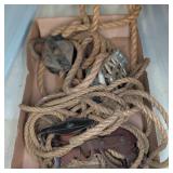 Vintage Pulley Blocks With Rope Assortment