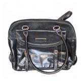 Tignanello Black Leather Satchel Handbag