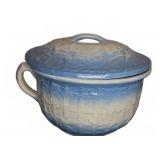 Blue and White Ceramic Chamber Pot With Lid