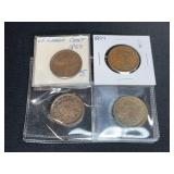 Four US Large Cents 1850, 52, 53, 54