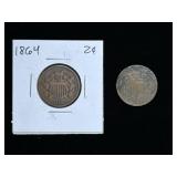 (2) United States 2 Cent Coins