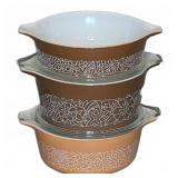 Pyrex Woodland Brown/Tan Casseroles Set