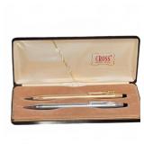 Cross Pen and Pencil Set in Case Gold and Chrome