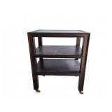 Wood and Glass Three-Tier Shelf Cart on Casters