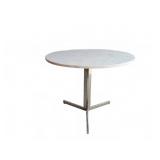 Round Marble-Top Table With Metal Base