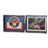Pair Mixed Media Abstracts Signed