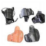 5 Mixed Gun Holsters: Leather & Kydex