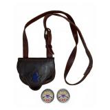 Leather Pouch with Felt Arrowhead and Musket Caps