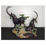 Bronze Sculpture of Sable Antelopes on Tree Base