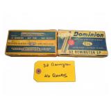 Two Boxes Dominion 32 Remington SP Ammunition