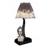 Table Lamp with Quill Shade and Cast Bust Base