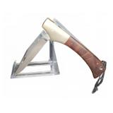 Folding Knife Wood Handle USA OGG Stamped Blade