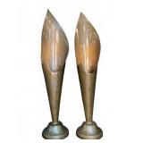 (2) Hammered Copper Leaf Motif Vases, 13'T