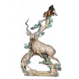 Ron Herron Bronze Sculpture Kudu and Leopard