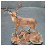 Deer Family Resin Figurine Buck Doe Fawn Sculpture