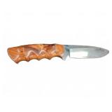 Fixed Blade Knife with Carved Wood Handle