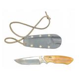 Carter M.S Fixed Damascus Blade Bone Handle Knife