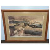 Dino Paravano Signed Lithograph Lions and Cubs