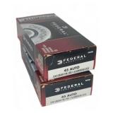 2 Boxes Federal 45 Auto 230gr FMJ RN Aluminum Ammo