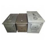 3 Metal Ammunition Storage Boxes
