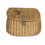 Woven Fishing Creel Basket With Leather Strap