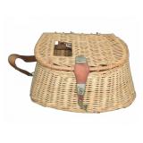 Wicker Creel Basket with Fish Shaped Leather Strap