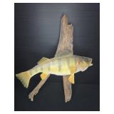 Mounted Perch Fish Taxidermy on Driftwood Stand
