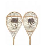 Made In Canada Wood And Rawhide Snowshoe Pair