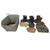 Outdoor Gear Lot: Duxbak Jacket, Boots, Hat, Tote