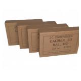 Four Boxes .30 Caliber M2 Ball Ammunition