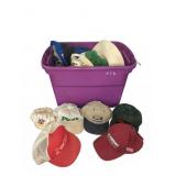Branded Baseball Caps in Plastic Tote