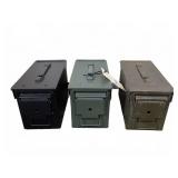 3 Steel Military Ammo Cans Assorted Colors