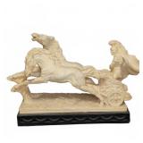 Classical Chariot and Horses Resin Sculpture