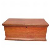 Vintage Wooden Blanket Chest With Hinged Lid