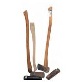 Three Axe Handles and Three Iron Axe Heads