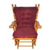 Upholstered Wood Glider Rocking Chair Burgundy
