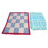 Two Handmade Quilts With Patchwork Floral Patterns