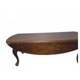 Wood Drop Leaf Oval Coffee Table w/ Cabriole Legs